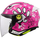 LS2 OF622 FUNNY II PAWS GLOSSY PINK WHITE
