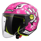LS2 OF622 FUNNY II PAWS GLOSSY PINK WHITE