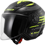 LS2 OF616 AIRFLOW II 2 BRUSH GLOSSY BLACK/H-V YELLOW