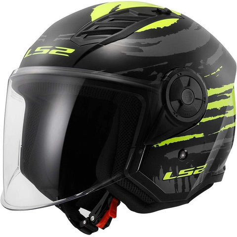 LS2 OF616 AIRFLOW II 2 BRUSH GLOSSY BLACK/H-V YELLOW