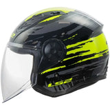 LS2 OF616 AIRFLOW II 2 BRUSH GLOSSY BLACK/H-V YELLOW