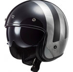 LS2 OF601 BOB LINES JEANS JET HELMET IN GLOSS BLACK GREY