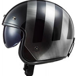 LS2 OF601 BOB LINES JEANS JET HELMET IN GLOSS BLACK GREY